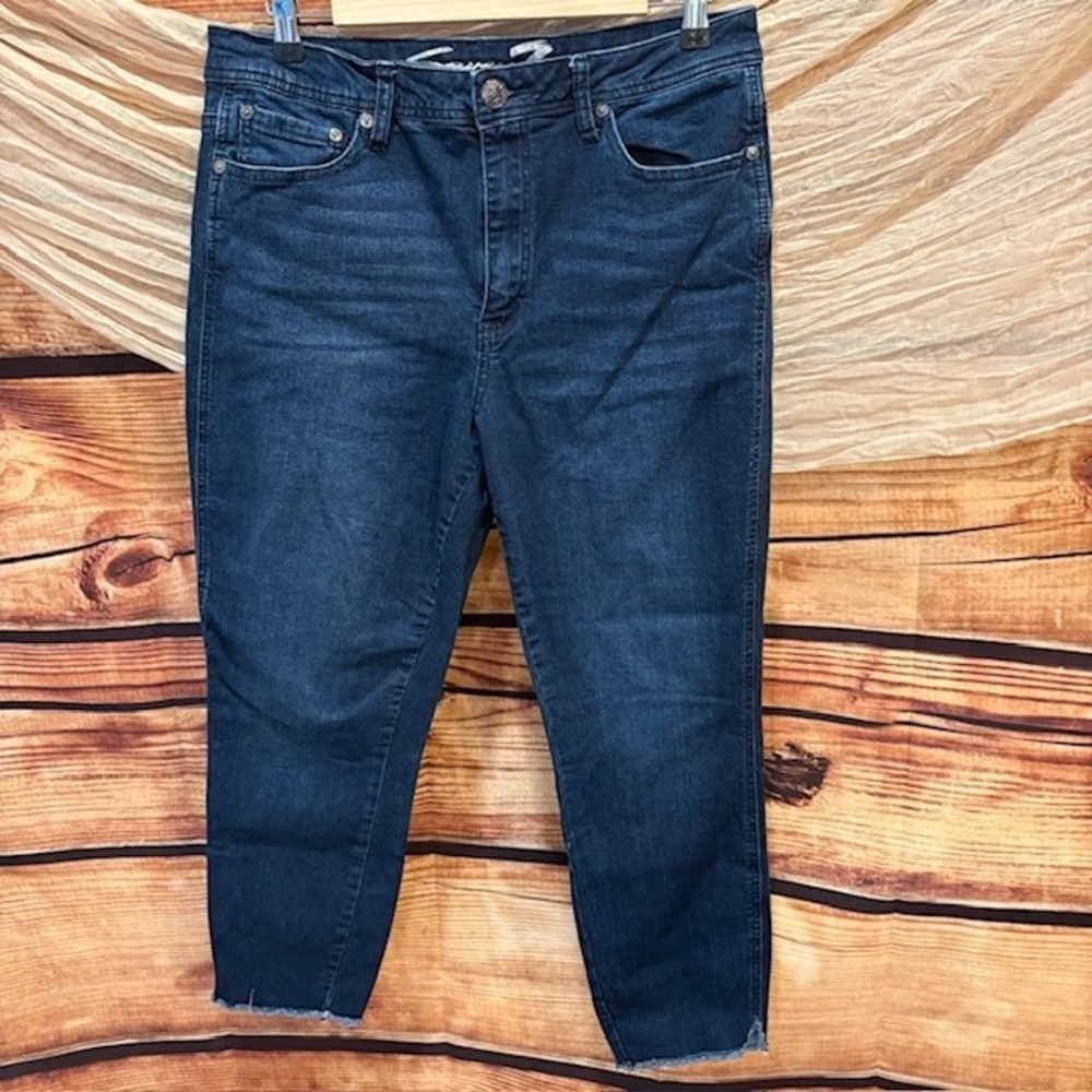 Seven7 Womens High Rise Ankle‎ Dark Blue Skinny Jeans  Size 14
